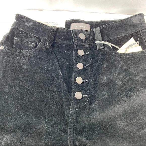 Dl 1961 Womens 25 Black Velvet Chrissy Ultra High Rise Skinny Instasculpt Pants - Picture 4 of 12